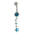 Belly button piercing with set zirconia, star chain
