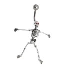 Belly button body jewelry piercing with 925 silver Lets Dance skeleton