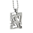 Rectangular stainless steel pendant with punched hearts