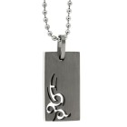 Stainless steel chain pendant rectangular with tribal motif 172 including ball chain