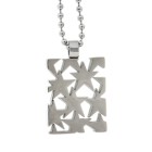 Rectangular stainless steel pendant with punched stars