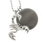Stainless steel chain pendant in two parts - round stainless steel plate and scorpion - with 50cm ball chain