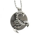 Stainless steel chain pendant in two parts - round stainless steel plate and scorpion - with 50cm ball chain