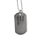 Stainless steel pendant dog tag name - date of birth - blood type