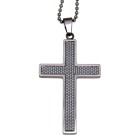 Cross-shaped pendant made of stainless steel with carbon inlay