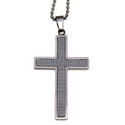 Cross-shaped pendant made of stainless steel with carbon inlay