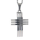 Stainless steel chain pendant cross in stripes design