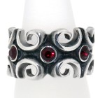 Heavy ring made of 925 sterling silver, oxidized, with crystals