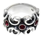 Heavy ring made of 925 sterling silver, oxidized, with crystals