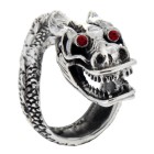 Heavy silver ring dragon head