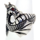 Heavy silver ring dragon
