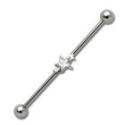 Industrial ear piercing out of surgical steel with star and Swarovski crystal