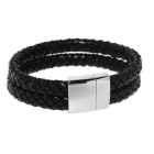 Leather bracelet braided black