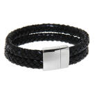 Leather bracelet braided black