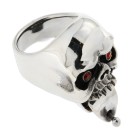 Heavy ring made of 925 sterling silver, oxidized. Motif skull with pierced tongue