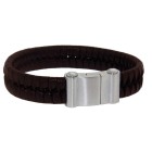 Braided leather bracelet dark brown