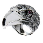 Solid ring made of 925 sterling silver, oxidized. Motif bird of prey