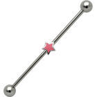 Industrial barbell made of surgical steel with a small star