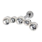 TIP Ear piercing with five circles made of 925 sterling silver with crystals and 316L barbell 1.2x6mm