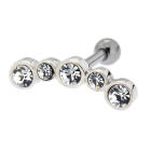 TIP Ear piercing with five circles made of 925 sterling silver with crystals and 316L barbell 1.2x6mm