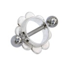 Nipple piercing shield flower edge crystal 925 silver