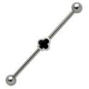 Industrial barbell made of surgical steel with a deck of clubs