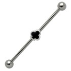Industrial barbell made of surgical steel with a deck of clubs