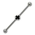 Industrial barbell made of surgical steel with a cross