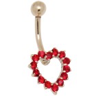 9 carat gold navel piercing crystal heart - red - no one else has one like that but you!