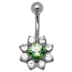 Belly button piercing in the shape of a flower with Swarovski crystals 1.6x10mm - our luxury flower!