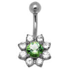 Belly button piercing in the shape of a flower with Swarovski crystals 1.6x10mm - our luxury flower!