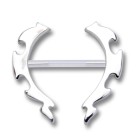 Nipple piercing made of PMFK with silver tribal motif