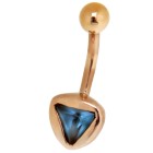 9 carat gold belly button piercing - elegant &amp; timeless, light blue crystal