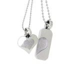 Partner pendant made of stainless steel, with a rough heart indentation