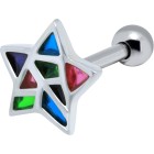 Helix ear piercing star made of colorful and semi-transparent color areas