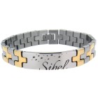 Stainless steel bracelet bicolor with your individual engraving