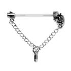 Nipple piercing made of PMFK with pistol motif