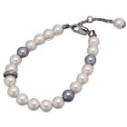 Stainless steel bracelet with faux pearls