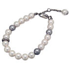 Stainless steel bracelet with faux pearls