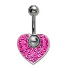 Navel piercing with moving heart, pink Ferido