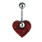 Navel piercing with moving heart, red Ferido