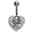 Belly button piercing with moving heart, white Ferido