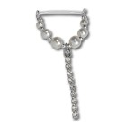 Nipple piercing made of PMFK with artificial pearls and cup chain, crystal