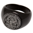 Round signet ring made of stainless steel with black PVD coating and individual engraving