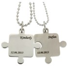 Partner pendant - puzzle - made of stainless steel with individual engraving