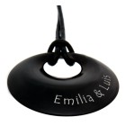 Pendant convex disc made of matt stainless steel black with PVD coating and individual engraving - really big