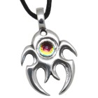 Pendant made of 925 sterling silver, tattoo motif with iridescent crystal, VM