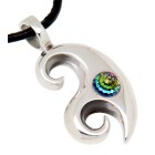 Pendant made of 925 sterling silver, tattoo motif with iridescent crystal