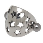 TIP 925 silver ear piercing made of a shield with stars and a barbell