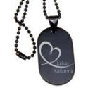 Pendant dog tag 23x38mm rounded stainless steel PVD coated black individual engraving